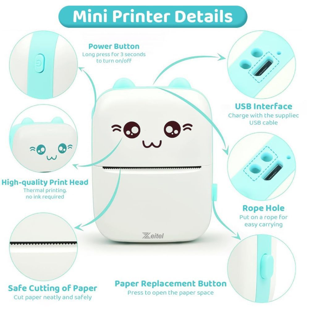 Mini Thermal Printer – Inkless Pocket Printer for Photos, Lists, Labels & More (Bluetooth) online pink